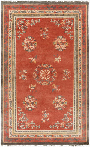 Surya Geisha 5' X 8' Handmade Wool Rug - Elegant Hand-knotted Design For Luxurious Home Décor Appeal Rust Wool Ges1009-23