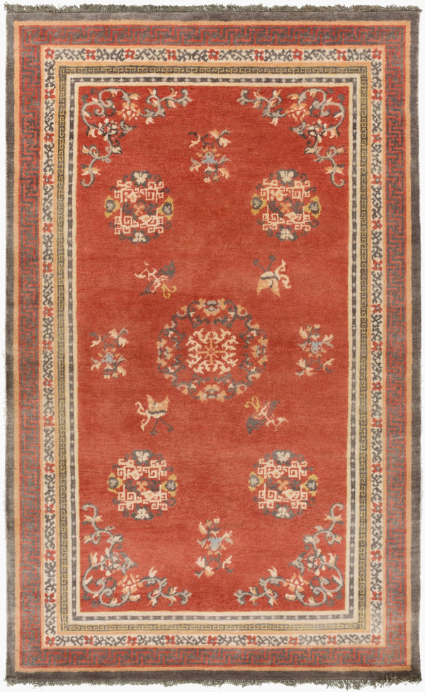 Surya Geisha 5' X 8' Handmade Wool Rug - Elegant Hand-knotted Design For Luxurious Home Décor Appeal Rust Wool Ges1009-23