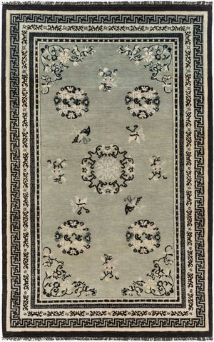 Surya Geisha 5' X 8' Handmade Wool Rug - Elegant Hand-knotted Design For Luxurious Home Décor Appeal Black Wool Ges1017-58