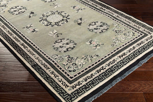 Surya Geisha 5' X 8' Handmade Wool Rug - Elegant Hand-knotted Design For Luxurious Home Décor Appeal Black Wool Ges1017-58