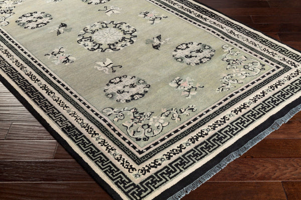 Surya Geisha 5' X 8' Handmade Wool Rug - Elegant Hand-knotted Design For Luxurious Home Décor Appeal Black Wool Ges1017-58