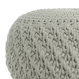 Hearth and Haven Round Knitted Pouf B136P159937 Light Grey