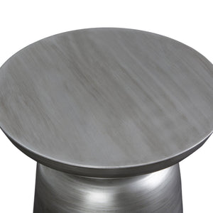 English Elm Toby 17-Inch Wide Modern Industrial Metal Accent Table – Stylish Silver Drum Design For Any Room B136P158967-GIGA