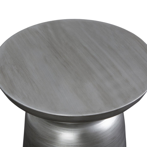 English Elm Toby 17-Inch Wide Modern Industrial Metal Accent Table – Stylish Silver Drum Design For Any Room B136P158967-GIGA