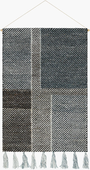 Surya Gent Bohemian Global Wall Hanging Decor - 41"H X 24"W, Sustainable Artistry For Your Home Charcoal Recycled Pet Yarn,Wood Get001-362412