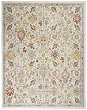 Nourison Juniper JPR03 Machine Made Power-loomed Narrow Border Indoor Only Bohemian  Rug Ivory,Multi, Ivory Multicolor 100% Polypropylene 99446803955