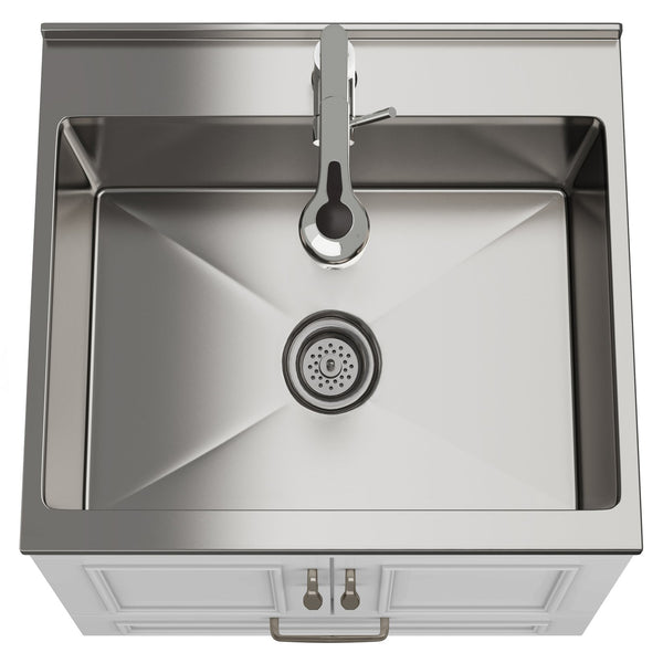 English Elm Cardinal 24" Laundry Cabinet With Deep Stainless Steel Sink & Pull-Out Faucet - Stylish Storage Solution B136P158791