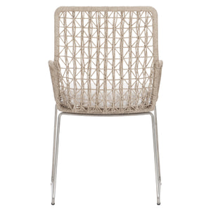 Bernhardt Bernhardt Coastal Woven Outdoor Side Chair With Cushioned Seat, Stainless Frame, Breathable Abaca Support Hazelnut 23"W x 23.75"D x 36"H K1951