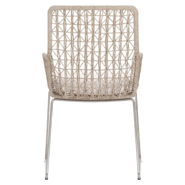 Bernhardt Bernhardt Coastal Woven Outdoor Side Chair With Cushioned Seat, Stainless Frame, Breathable Abaca Support Hazelnut 23"W x 23.75"D x 36"H K1951