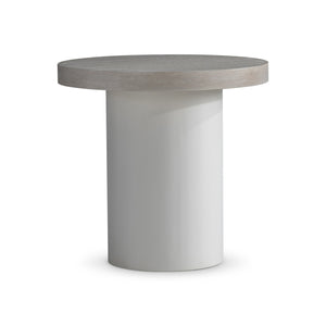 Bernhardt Bernhardt Turo Side Table — 25" Wire-Brushed Oak Top, Cylindrical Base, Bone & Fossil Finishes, Durable Elegance 508122