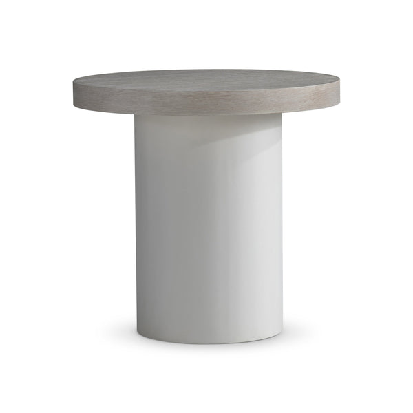 Bernhardt Bernhardt Turo Side Table — 25" Wire-Brushed Oak Top, Cylindrical Base, Bone & Fossil Finishes, Durable Elegance 508122