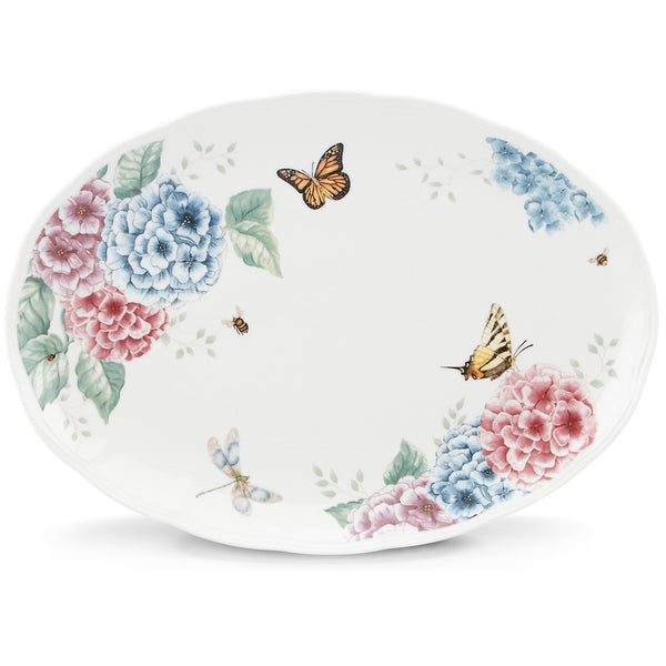 Lenox Butterfly Meadow Hydrangea 16" Oval Serving Platter Multi, WHITE PORCELAIN 841009