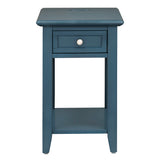 Homelegance By Top-Line Cerie 1-Drawer Side Table with Charging Station Blue Wood