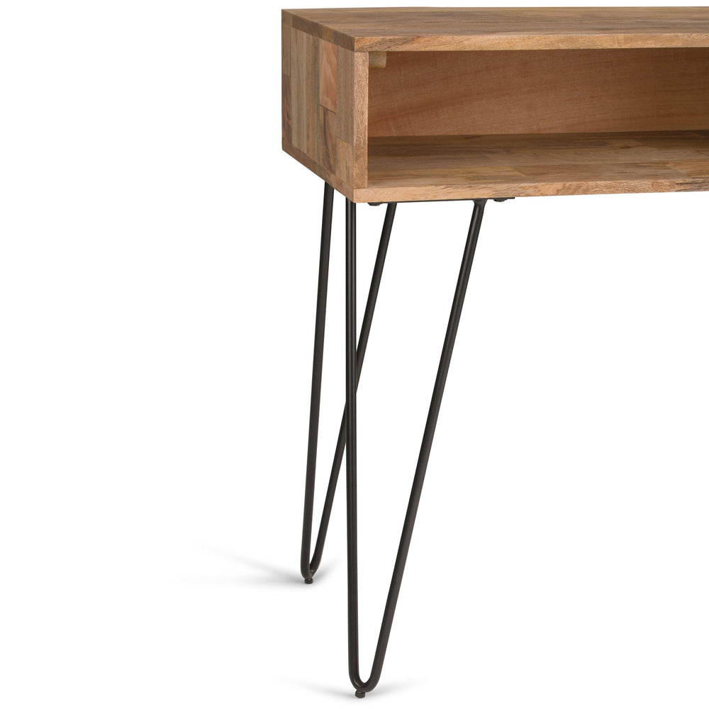 English Elm Hunter Console Sofa Table - Handcrafted Natural Wood With Industrial Iron Legs For Stylish Storage B136P158732