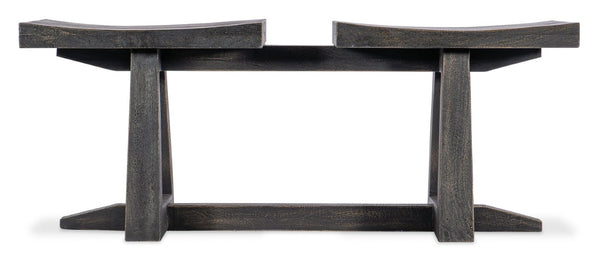 Hooker Furniture Commerce Distressed Mango Tandem Bench With Twin Scoop Seats — Compact Sculptural Entryway Seating For Two (96) 7228-50670-89