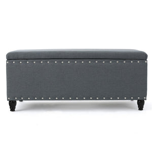 English Elm Storage Ottoman Bench with Hinged Lid Padded Seat Living Room Coffee Table 60581.00CCL