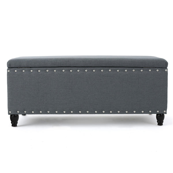 English Elm Storage Ottoman Bench with Hinged Lid Padded Seat Living Room Coffee Table 60581.00CCL