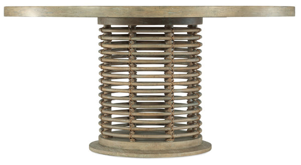 Hooker Furniture Surfrider Round Rattan Dining Table With Driftwood Finish, Hand-Tied Jute Base & Weathered Charm 60.00 L x 60.00W x 30.25H 6015-75213-80
