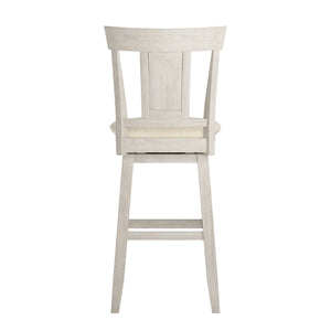 Homelegance By Top-Line Juliette Panel Back Wood Swivel Bar Stool White Rubberwood