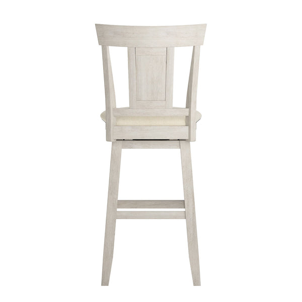 Homelegance By Top-Line Juliette Panel Back Wood Swivel Bar Stool White Rubberwood