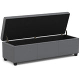 Hearth and Haven Extra Large Storage Bench with Upholstered Faux Leather and Stitching Detail B136P158657 Dark Grey