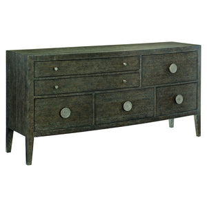 Bernhardt Bernhardt Linea Sideboard - Cerused Charcoal Oak, Asymmetrical Rustic Modern Buffet With Six Drawers 384130B