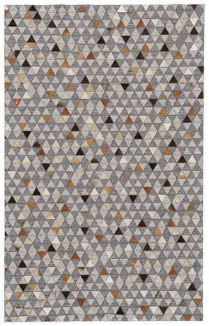 Feizy Rugs 7380755f Fannin Hand Woven Geometric Rug - Rustic Meets Modern With Viscose And Leather For Elegant Spaces Gray,Ivory,Brown Viscose,Leather 7380755fmlt000e10