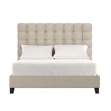 Homelegance By Top-Line Matson Button Tufted Linen Upholstered Bed Beige Linen