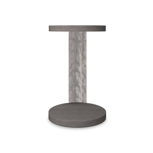 Bernhardt Bernhardt Prado Stacked Round Accent Table In Porcini Wood With Distressed Bright Graphite Base, Rustic Modern Statement Piece 324127B