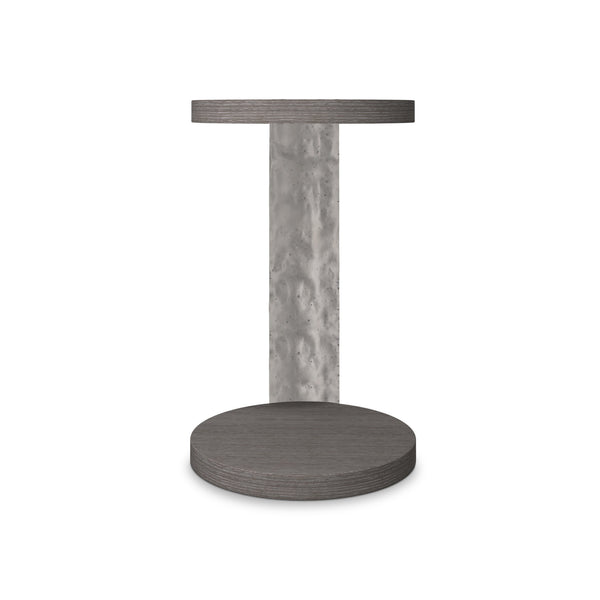 Bernhardt Bernhardt Prado Stacked Round Accent Table In Porcini Wood With Distressed Bright Graphite Base, Rustic Modern Statement Piece 324127B