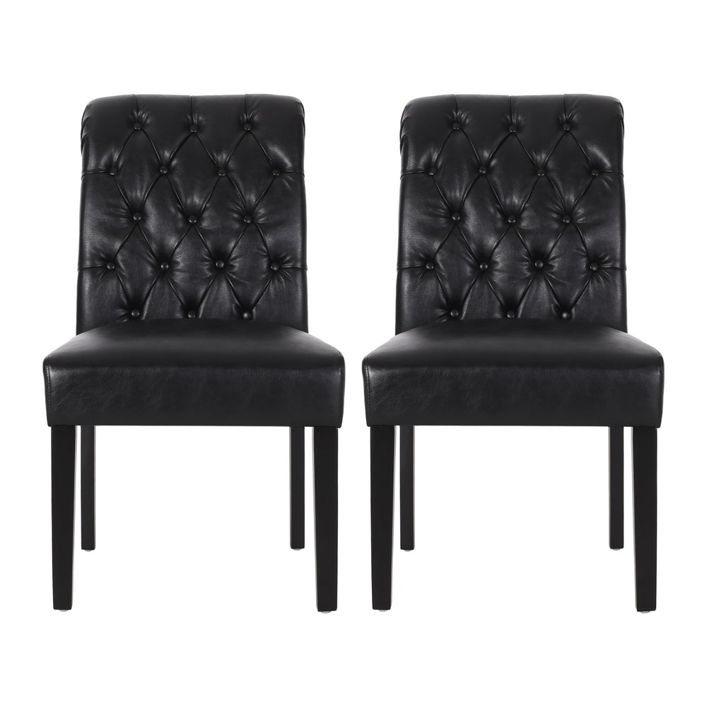 English Elm Broxton Button Tufted Pu Leather Dining Chairs with Rolled Backrest for Classic Rooms 52454.00PUMDNT