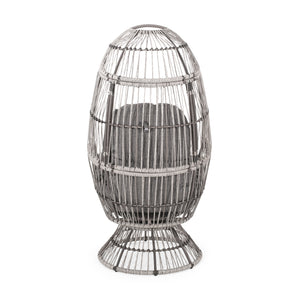 English Elm Christopher Knight Home® - RESEDA Swivel Egg Chair with Faux Rattan Basket, Water-Resistant Cushion, Handcrafted Comfort Grey+Taupe 67931.00TPDGRY