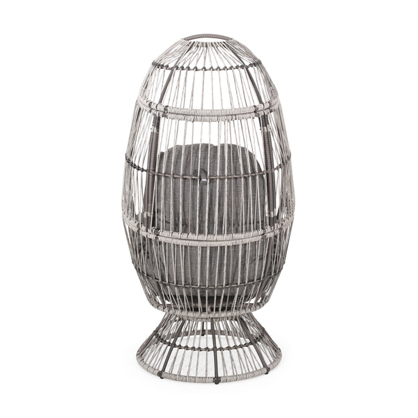English Elm Christopher Knight Home® - RESEDA Swivel Egg Chair with Faux Rattan Basket, Water-Resistant Cushion, Handcrafted Comfort Grey+Taupe 67931.00TPDGRY