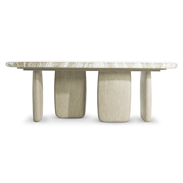 Bernhardt Bernhardt Rustic-Modern Arcadia Dining Table With Faux-Stone Top, Sculptural Woodgrain Legs & Leaf K2001