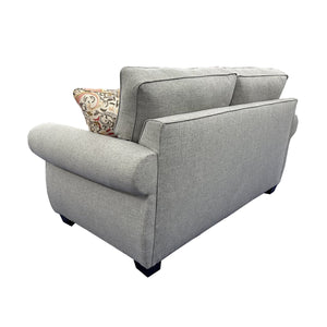 Porter Designs Porter Oasis Transitional Loveseat - Overstuffed Comfort In Gray With Floral Accent Pillows Gray Fabric 01-207-02-6329