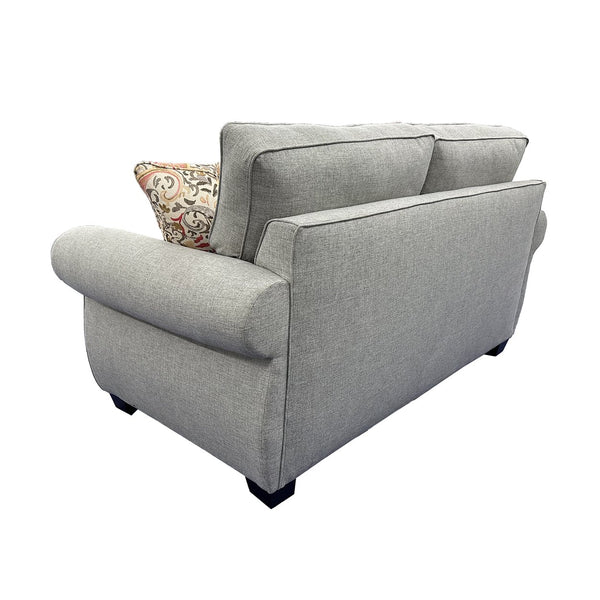 Porter Designs Porter Oasis Transitional Loveseat - Overstuffed Comfort In Gray With Floral Accent Pillows Gray Fabric 01-207-02-6329
