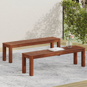English Elm Christopher Knight Home® - MANILA Acacia 61.75" Outdoor Bench Set of 2 – Rustic Dark Brown Patio Seating, 600 lb Capacity, Durable 60079.00