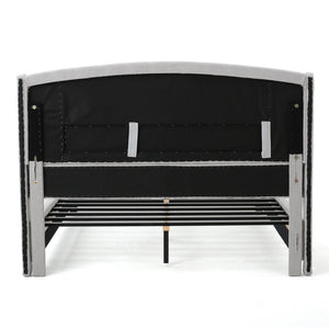 English Elm Queen Wingback Platform Bed Tufted Polyester Upholstery Solid Birch Legs Bedroom 60542.00LGY-K-FULL BED