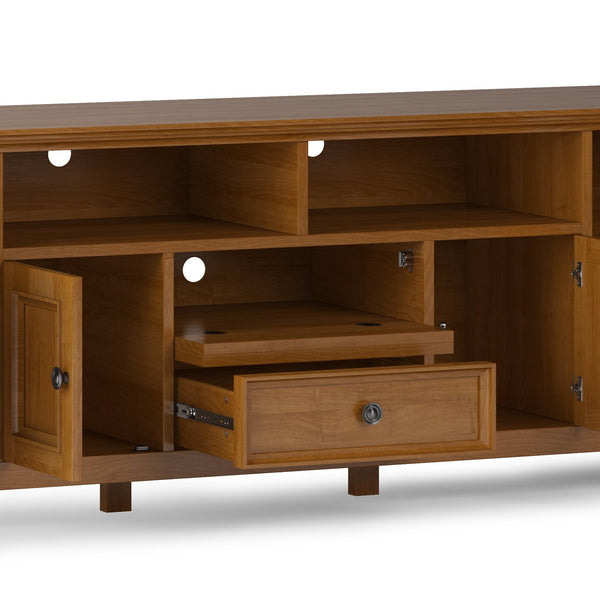 English Elm Amherst 72-Inch Solid Wood Tv Stand: Light Golden Brown, Stylish Storage, And Elegant Design B136P158358