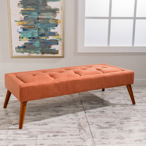 Christopher Knight Home® - Noble House - Dilwyn Orange Fabric Tuft Top Ottoman