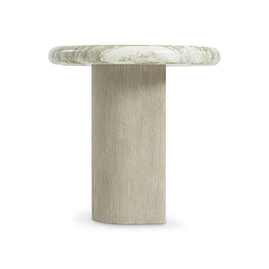 Bernhardt Bernhardt Arcadia Rustic-Modern Accent Table With Faux Stone Top, Sculptural Oak Base, 20" Square 334111