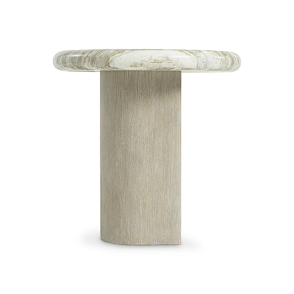 Bernhardt Bernhardt Arcadia Rustic-Modern Accent Table With Faux Stone Top, Sculptural Oak Base, 20" Square 334111