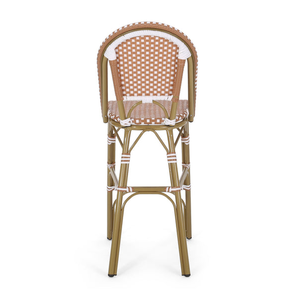 English Elm 29.5" Outdoor Pe Rattan Bistro Barstools Aluminum Frame All-weather Wicker Set of 2 71422.00RT