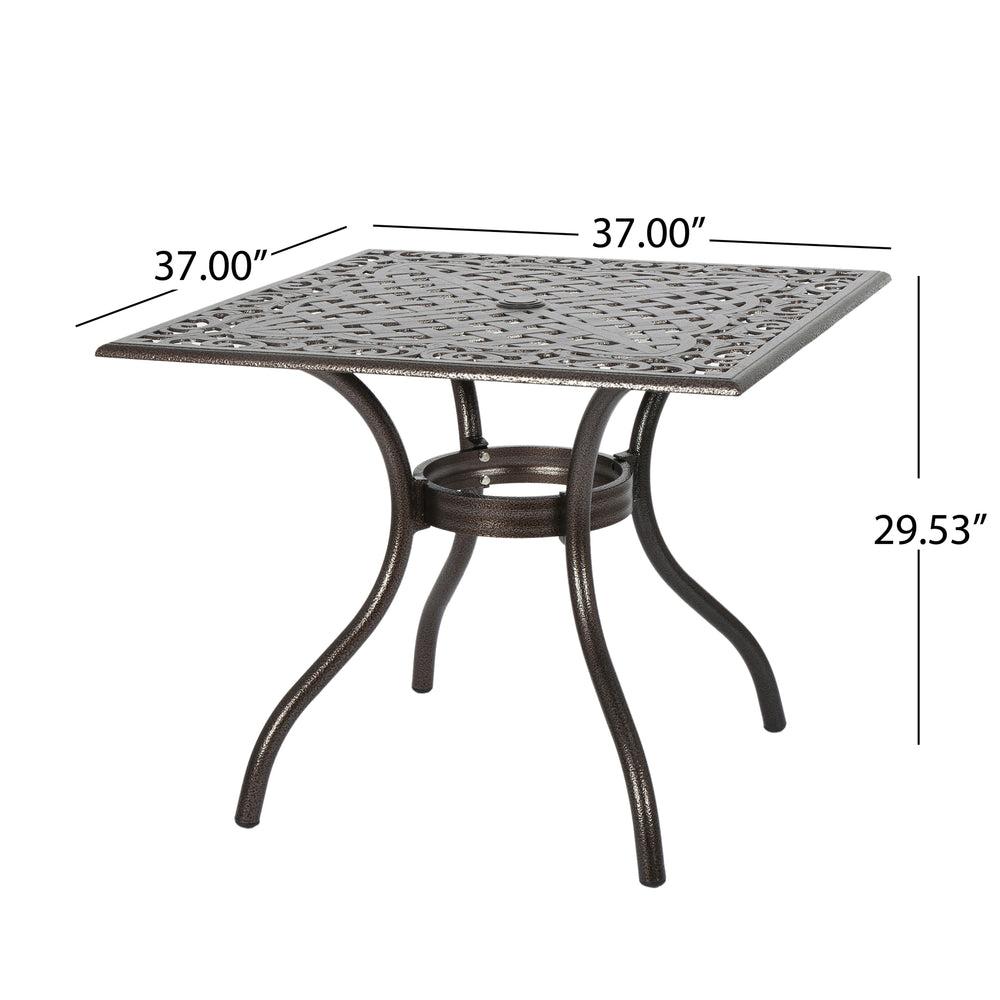 English Elm Christopher Knight Home® - PHOENIX Beaufort Square Table Bronze Aluminum Patio Outdoor Cast Aluminum Hammered Finish Durable 57703.00
