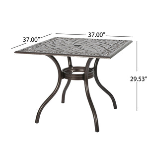 English Elm Christopher Knight Home® - PHOENIX Beaufort Square Table Bronze Aluminum Patio Outdoor Cast Aluminum Hammered Finish Durable 57703.00