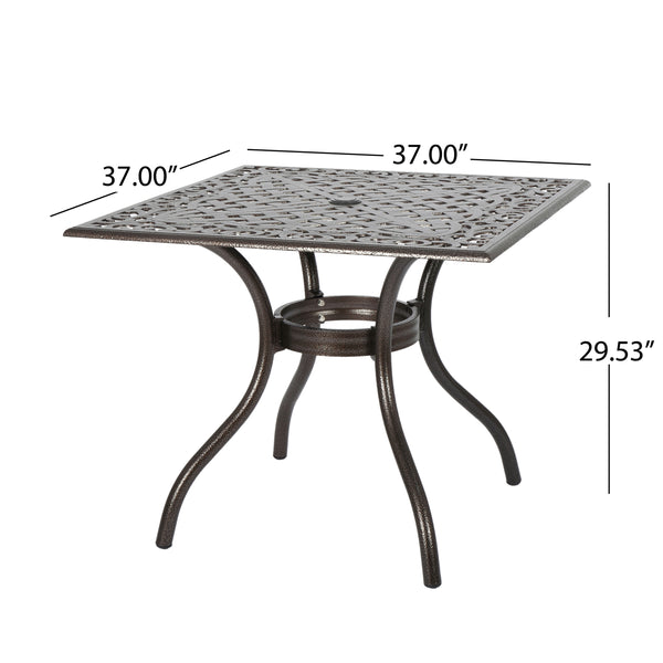 English Elm Christopher Knight Home® - PHOENIX Beaufort Square Table Bronze Aluminum Patio Outdoor Cast Aluminum Hammered Finish Durable 57703.00
