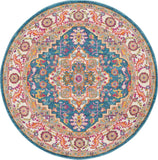 Nourison Passion PSN20 Machine Made Power-loomed Floral Border Indoor Only Bohemian  Rug Teal Multicolor, Teal Multicolor 100% Polypropylene 99446762238