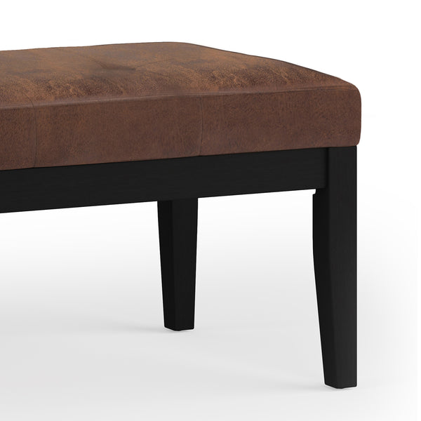 English Elm Lacey Tufted Ottoman Bench - Contemporary Distressed Chestnut Brown Faux Leather For Versatile Style B136P159207