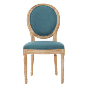 English Elm Kd French Country Rubberwood Dining Chairs Fluted Legs Padded Seat Set of 2 Teal 60352.00