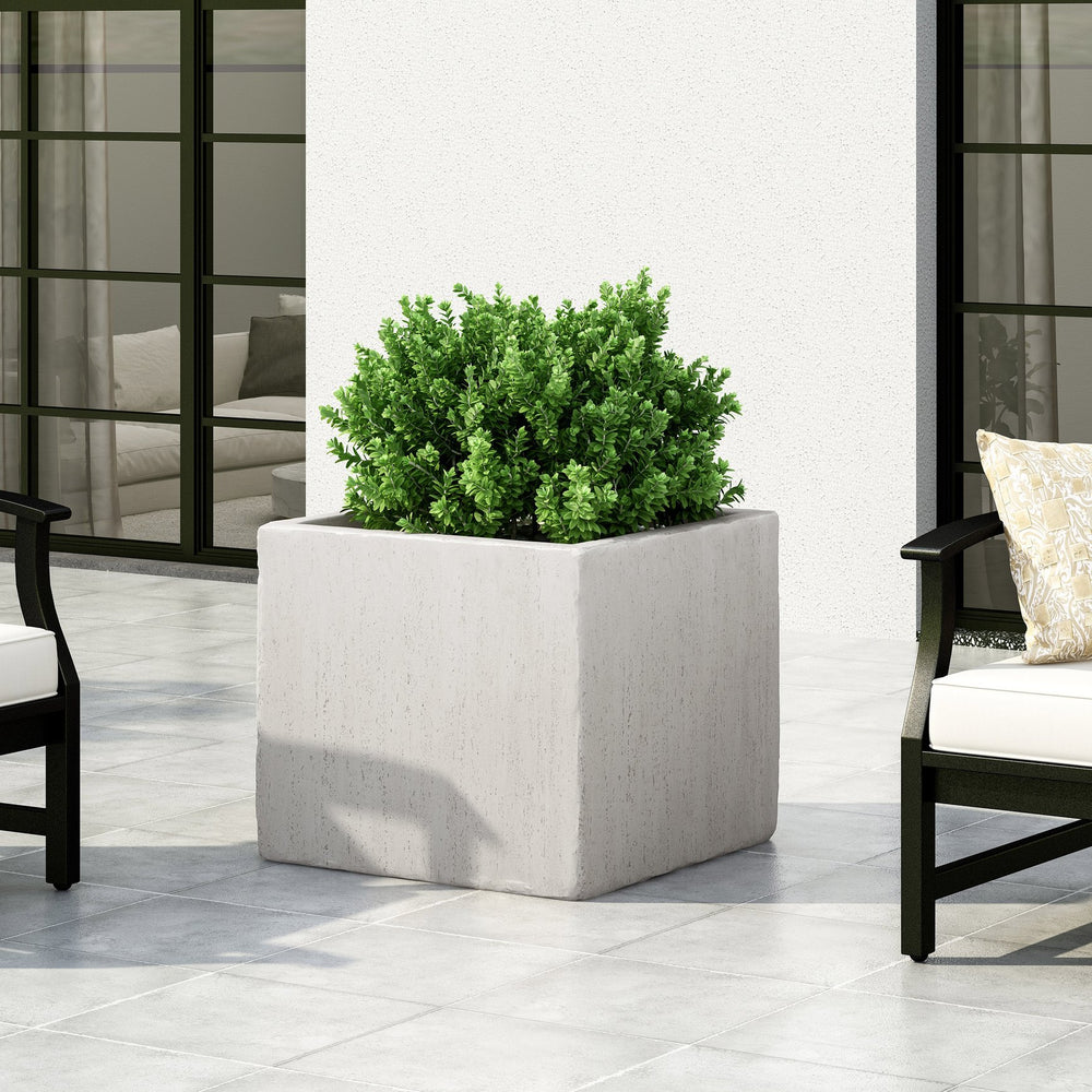 English Elm Ella Outdoor Square Mgo Planter Stone Finish Handcrafted Patio Entryway Large Box 70628.00WHI